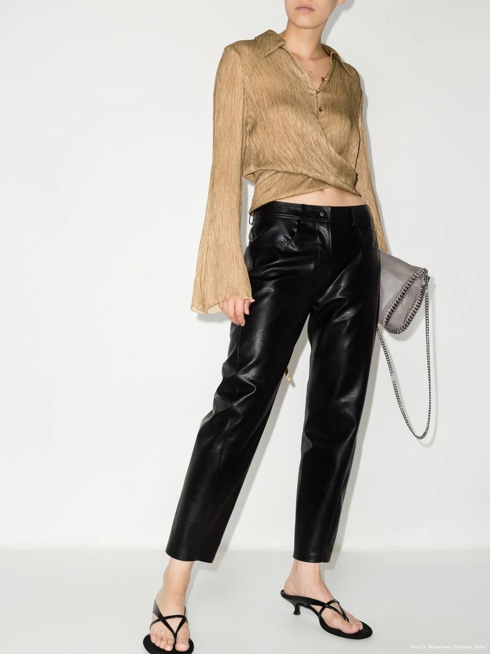 Cheap Women faux-leather straight-leg Stella McCartney trousers 0727
